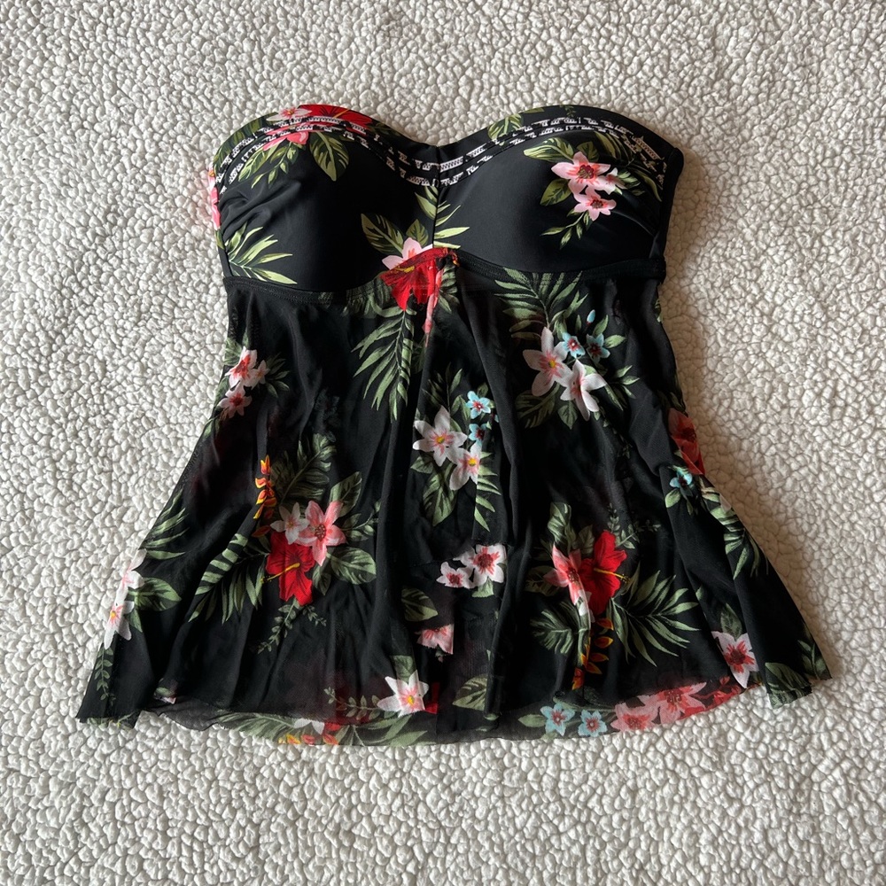 Kona Sol Strapless Floral Swim Top Size Small
